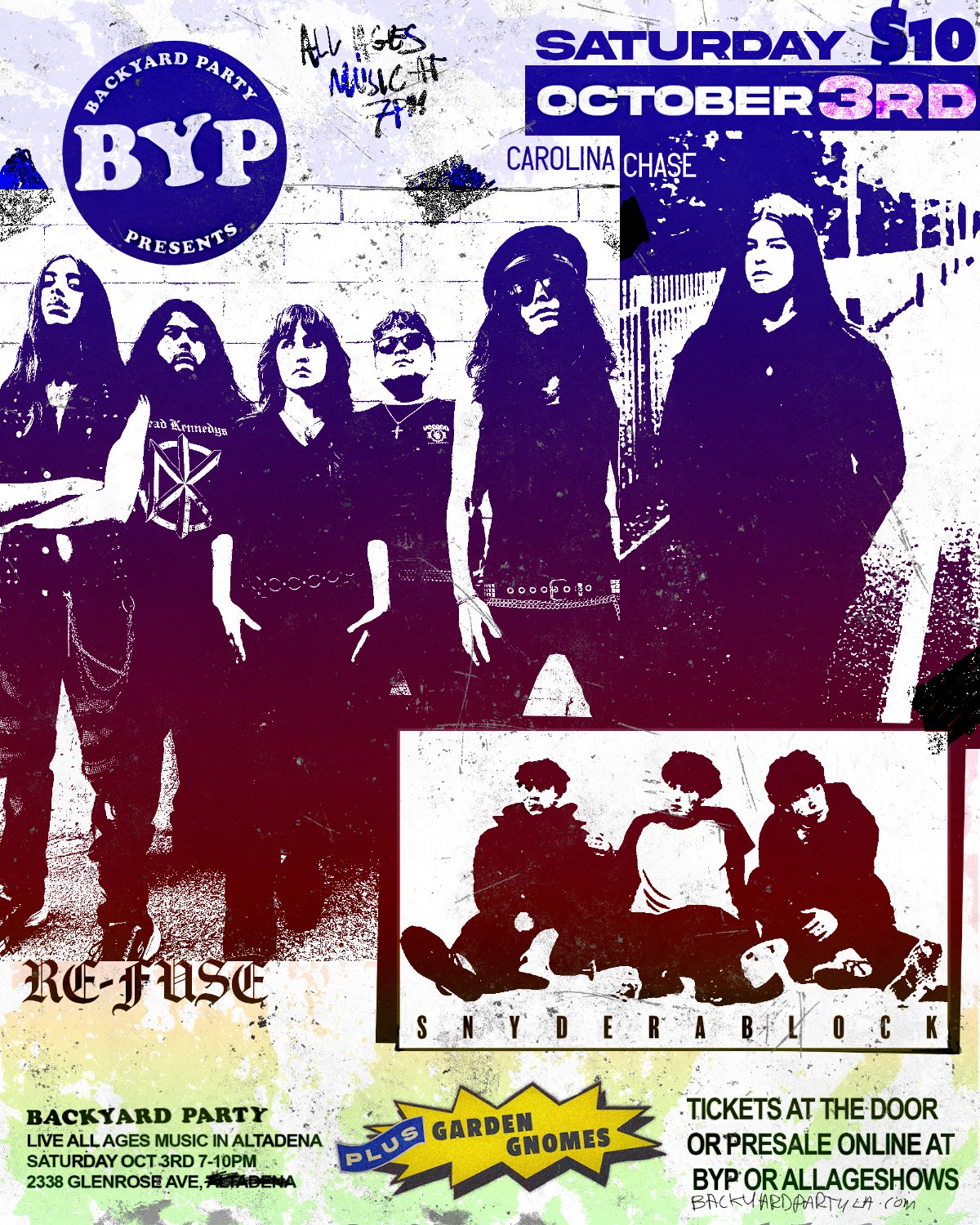 SnyderABlock, Re-Fuse, Carolina Chase, Garden Gnomes